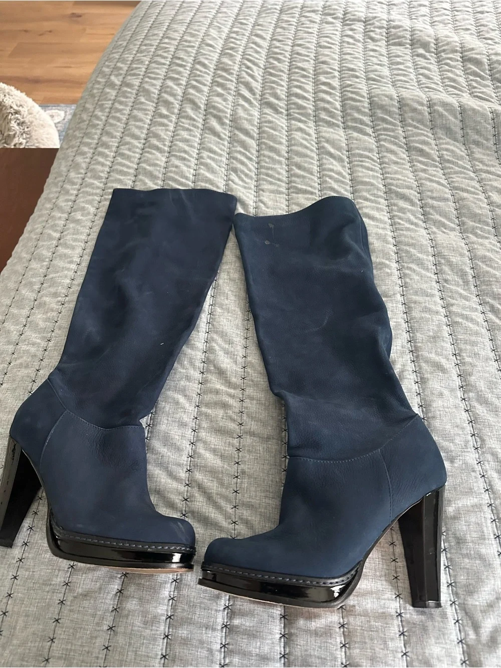 Cole Hahn Air Nike Women’s Navy Knee-High Platform Boots